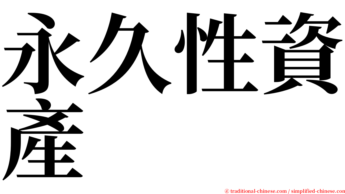 永久性資產 serif font