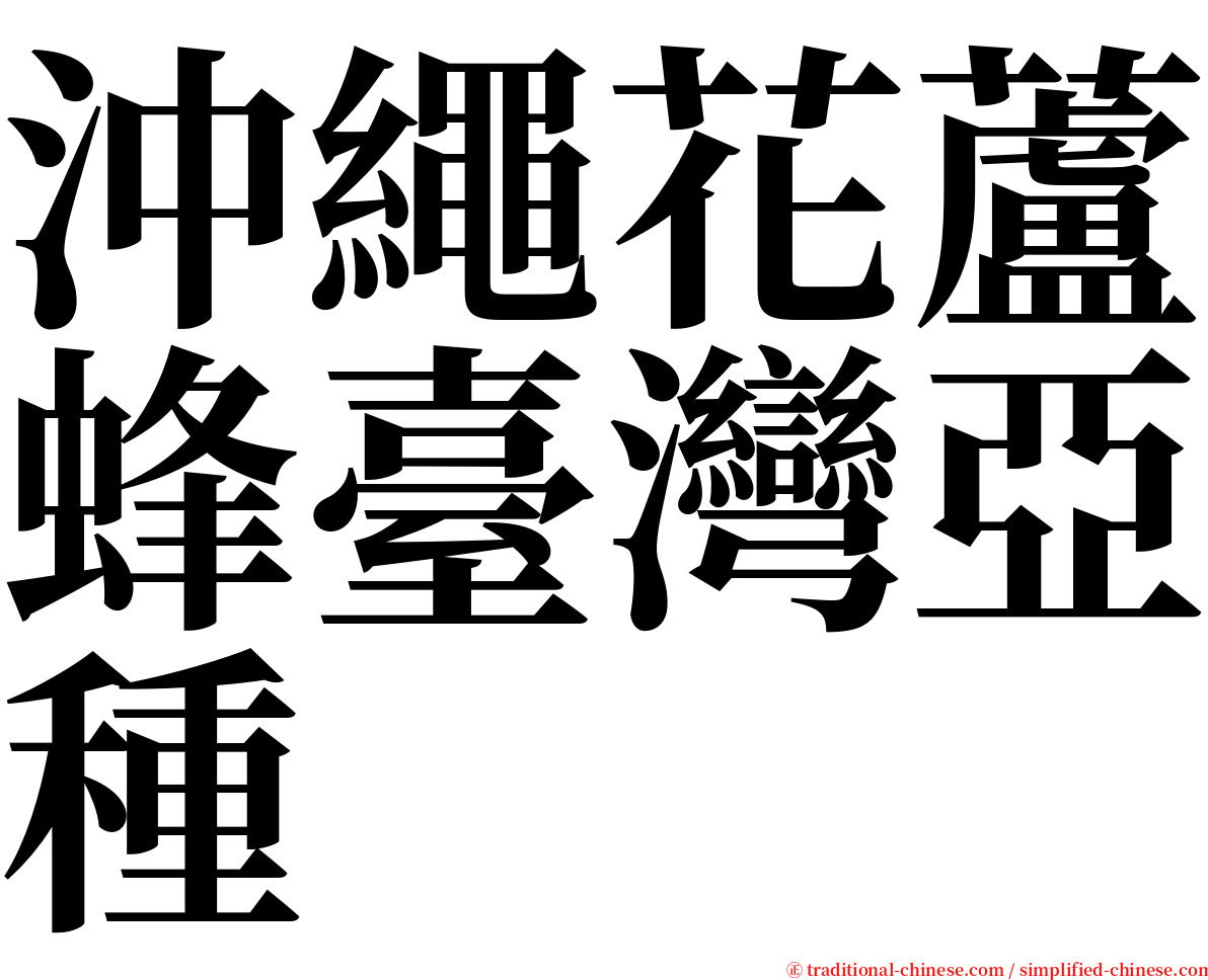 沖繩花蘆蜂臺灣亞種 serif font