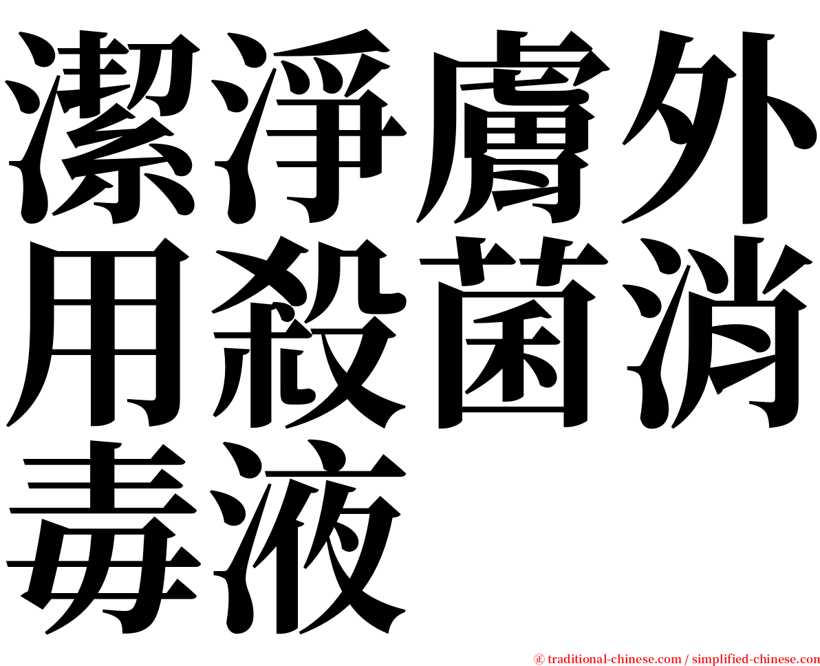 潔淨膚外用殺菌消毒液 serif font
