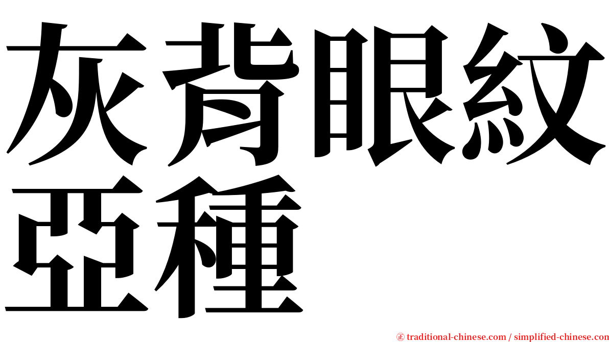 灰背眼紋亞種 serif font
