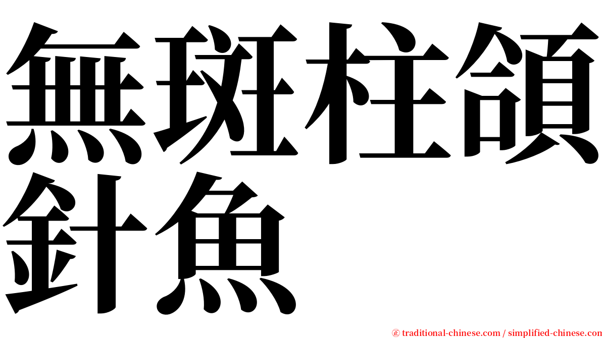 無斑柱頜針魚 serif font