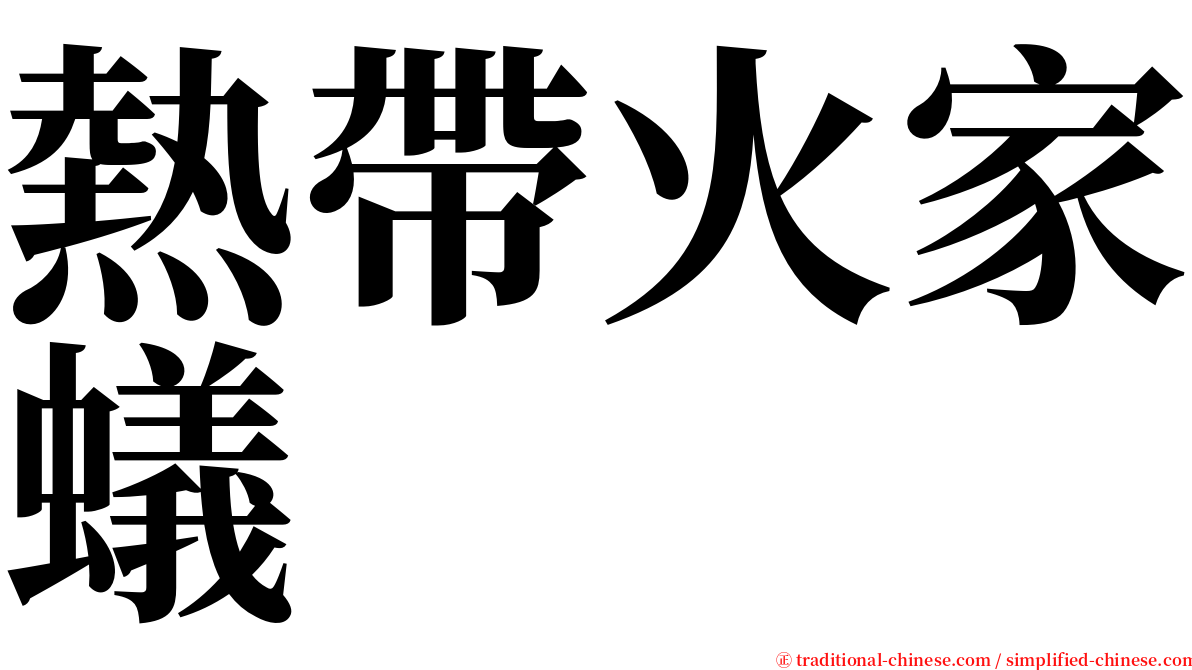 熱帶火家蟻 serif font