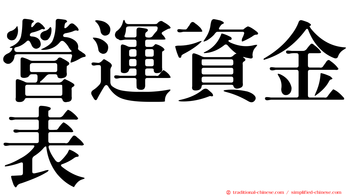 營運資金表