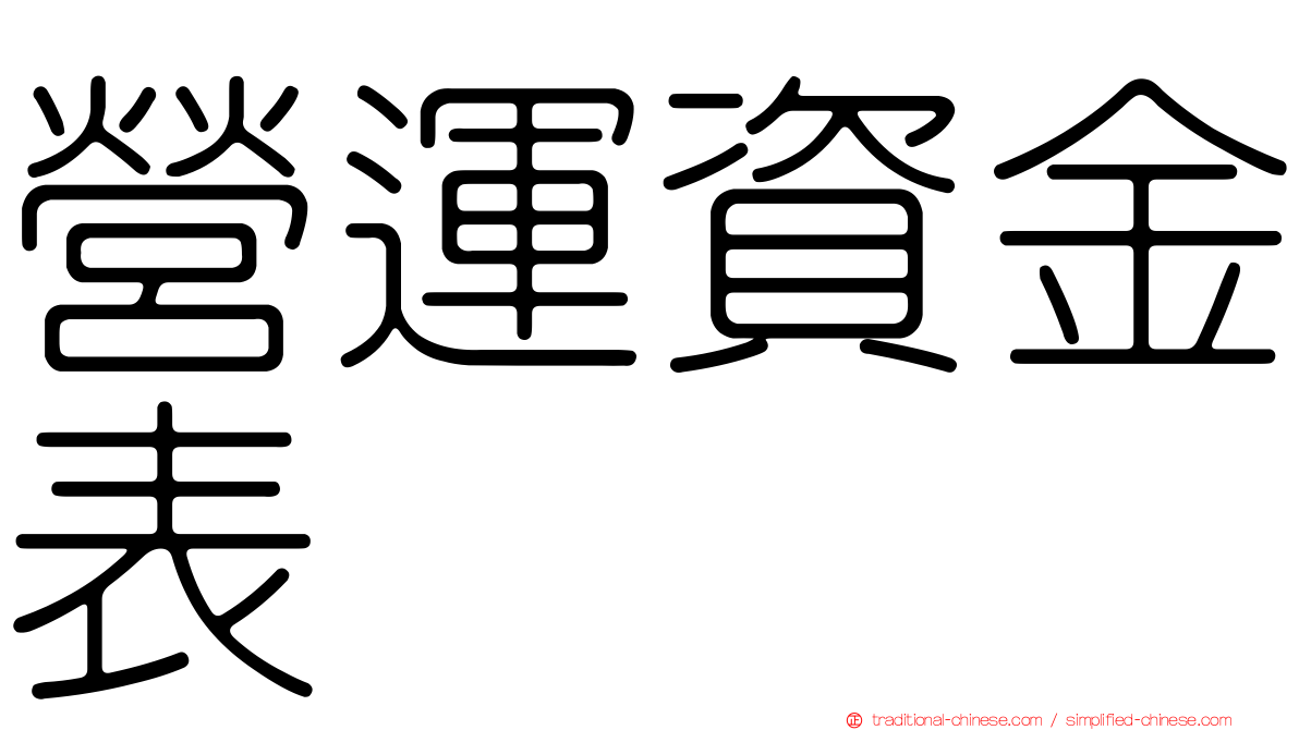 營運資金表