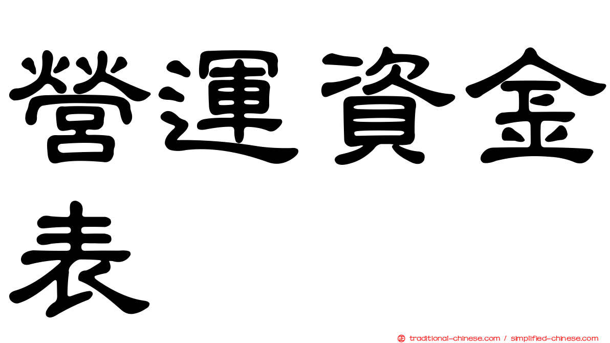 營運資金表