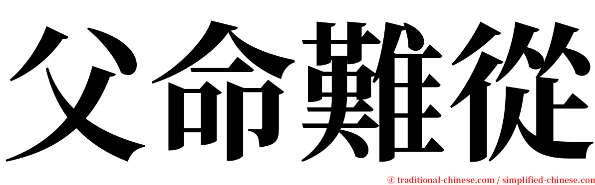 父命難從 serif font