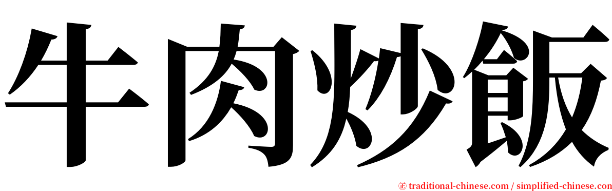 牛肉炒飯 serif font