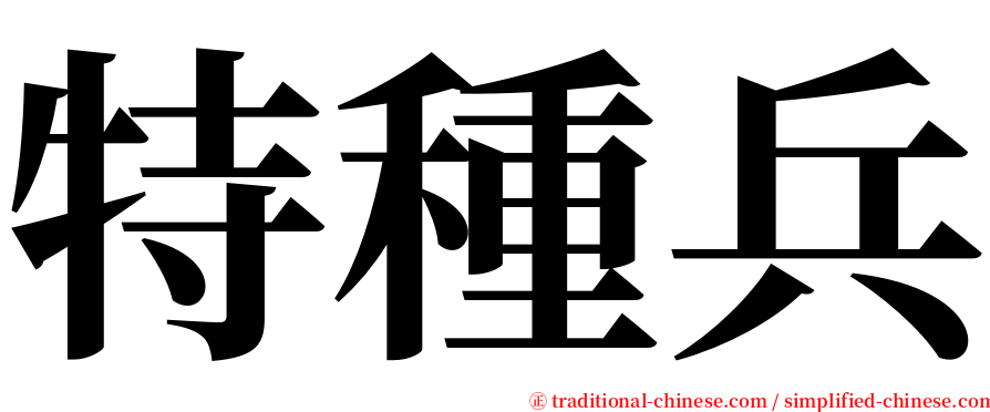 特種兵 serif font