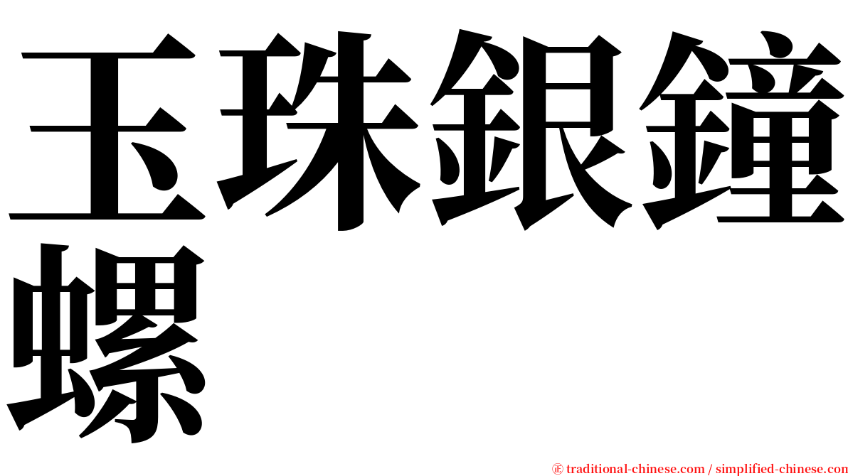 玉珠銀鐘螺 serif font