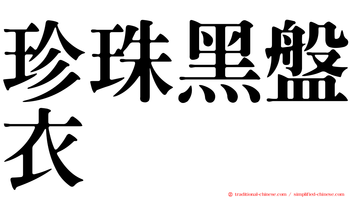 珍珠黑盤衣