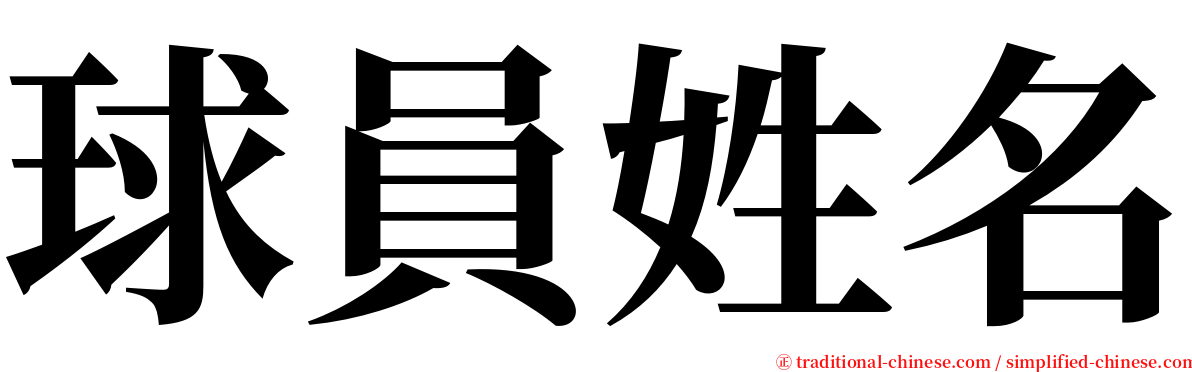 球員姓名 serif font
