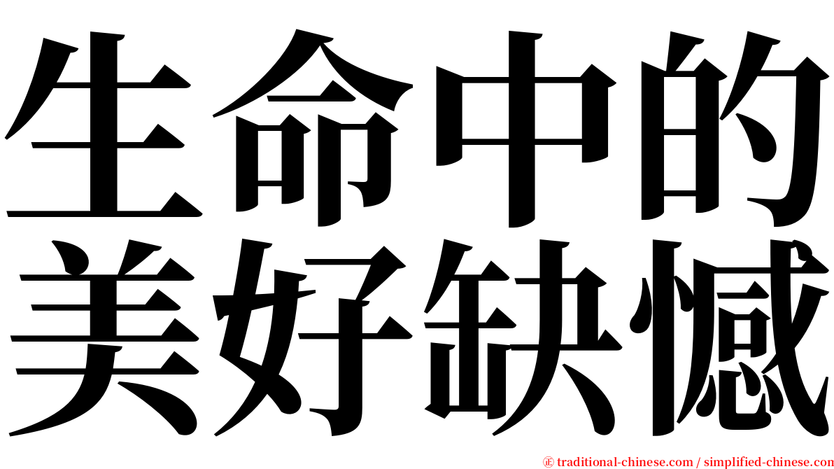 生命中的美好缺憾 serif font