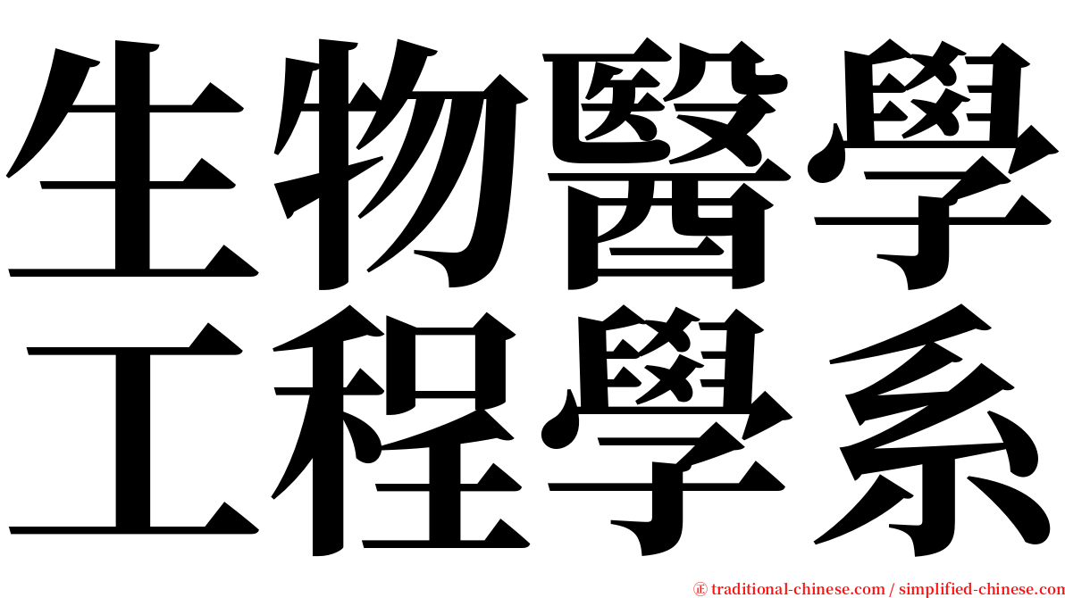 生物醫學工程學系 serif font
