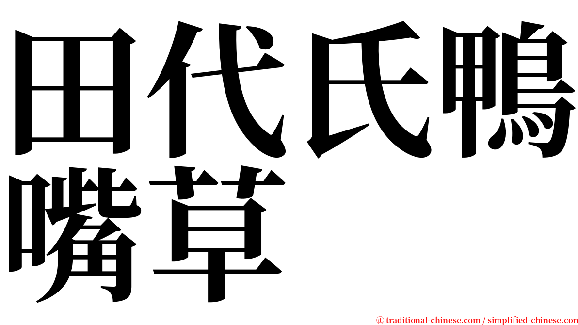 田代氏鴨嘴草 serif font