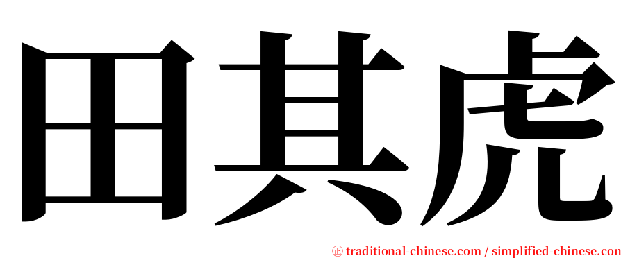 田其虎 serif font
