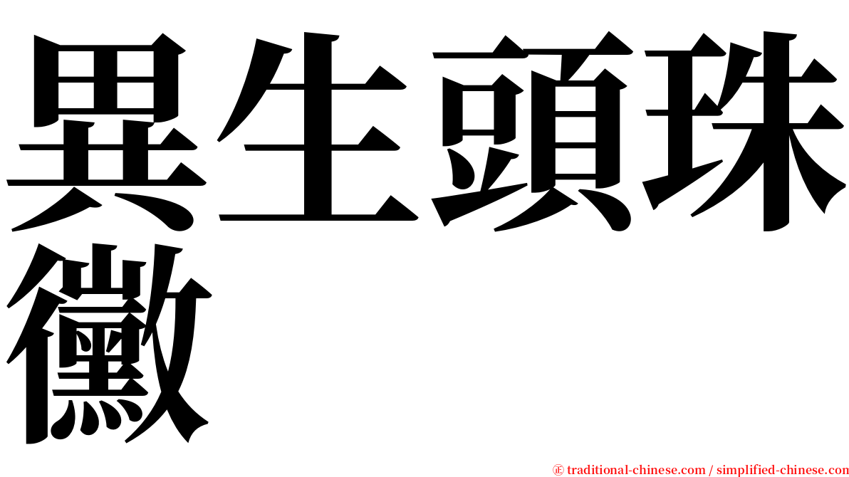 異生頭珠黴 serif font