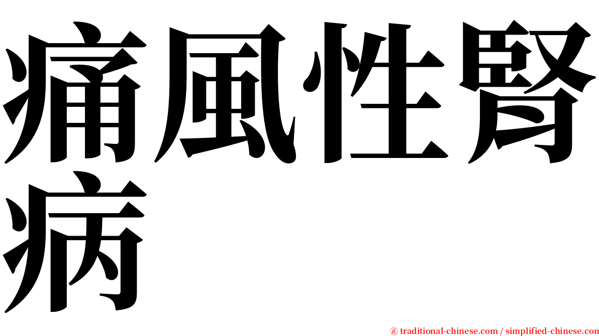 痛風性腎病 serif font
