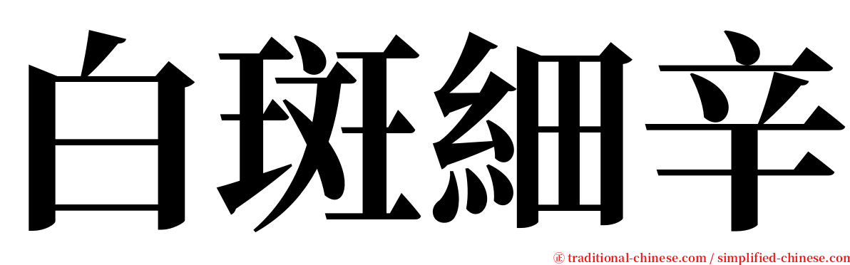 白斑細辛 serif font