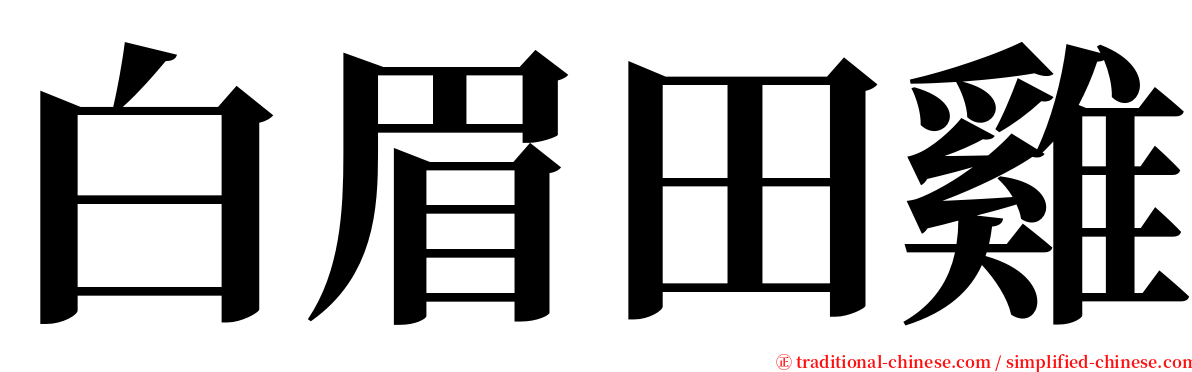 白眉田雞 serif font