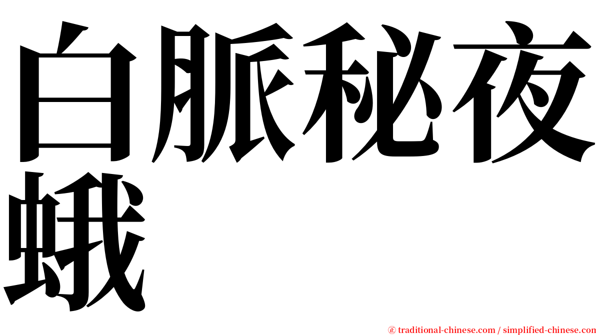 白脈秘夜蛾 serif font