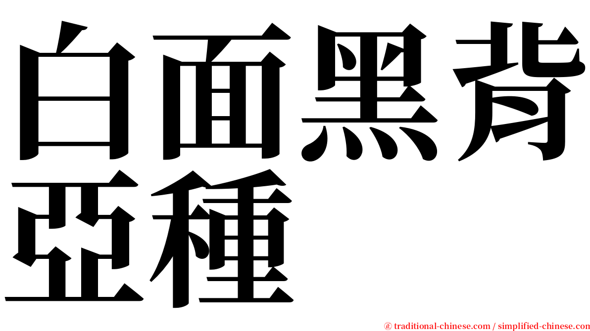 白面黑背亞種 serif font