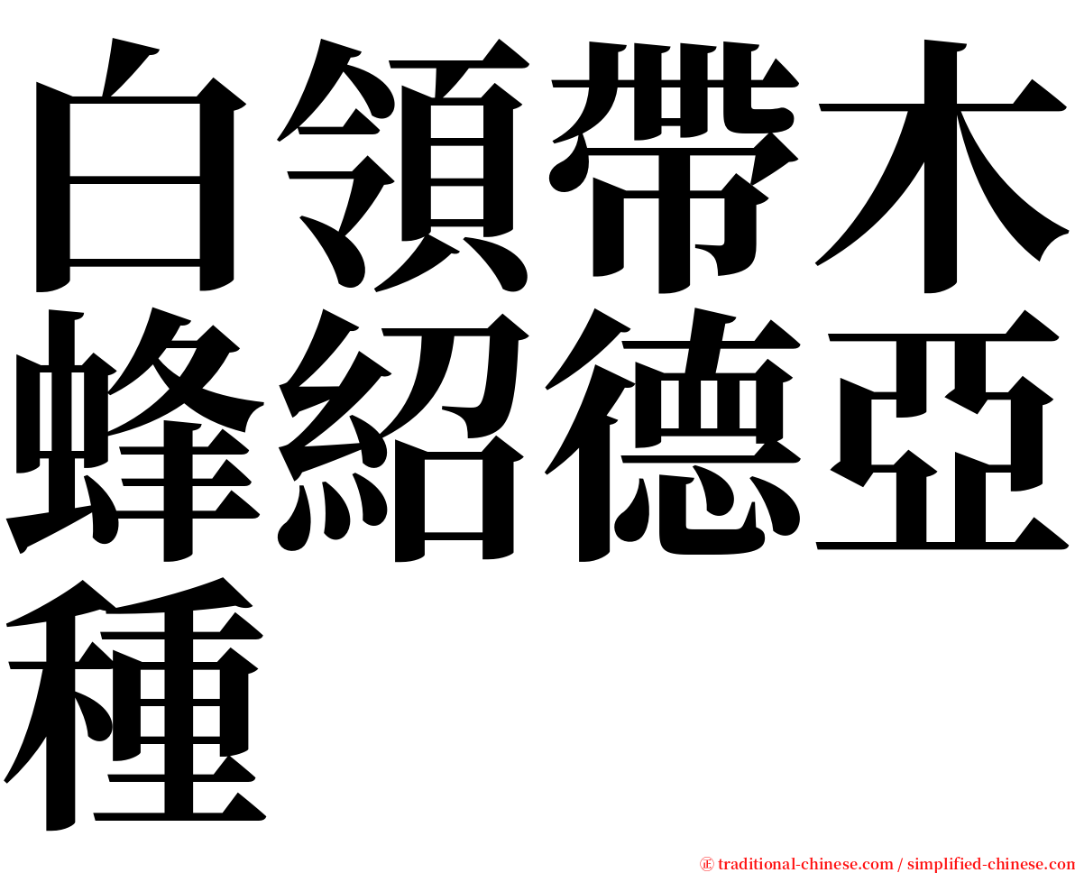 白領帶木蜂紹德亞種 serif font