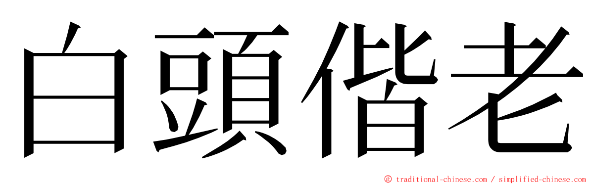 白頭偕老 ming font