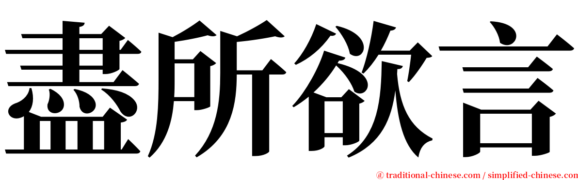 盡所欲言 serif font