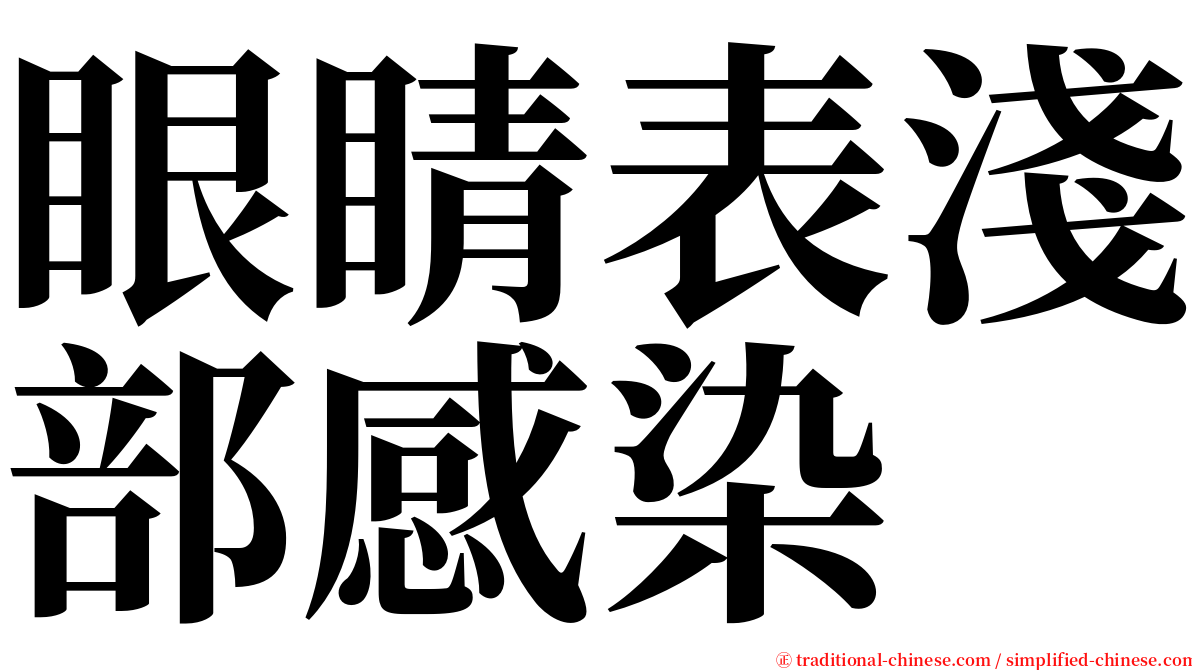 眼睛表淺部感染 serif font