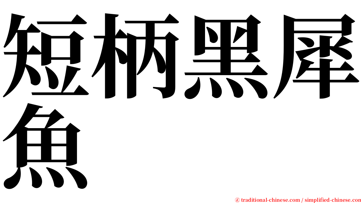 短柄黑犀魚 serif font