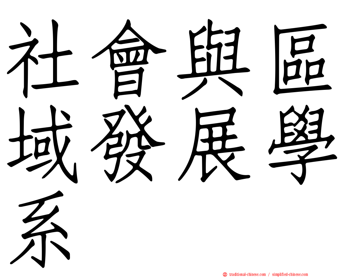 社會與區域發展學系