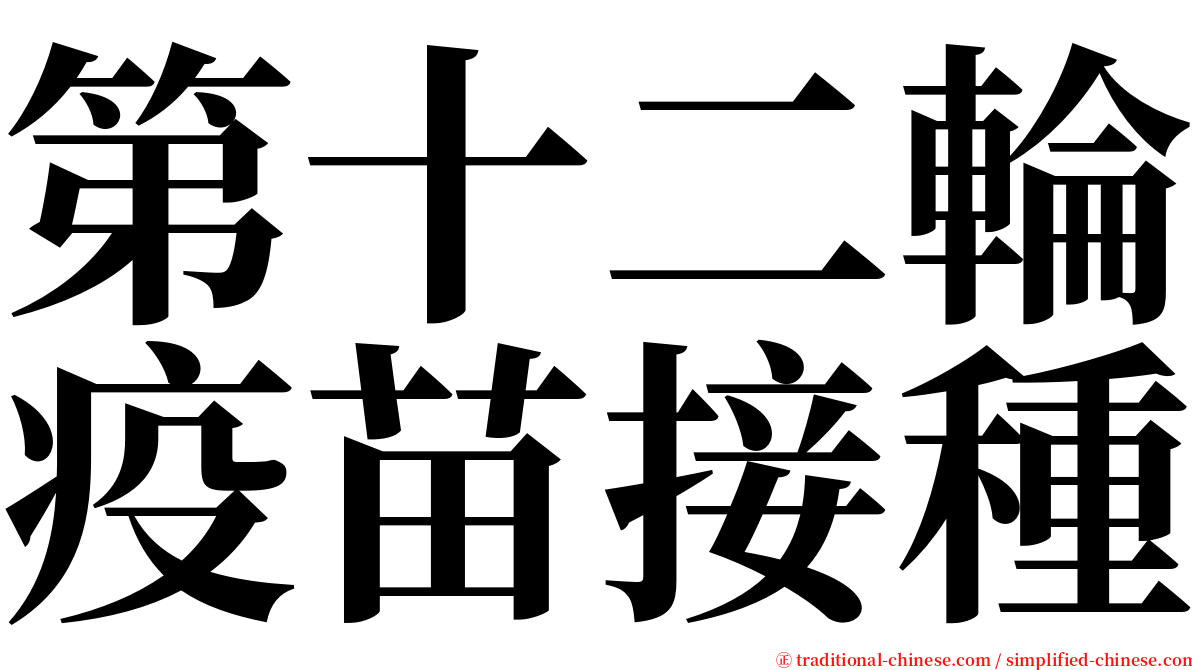 第十二輪疫苗接種 serif font