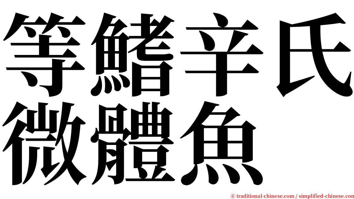 等鰭辛氏微體魚 serif font