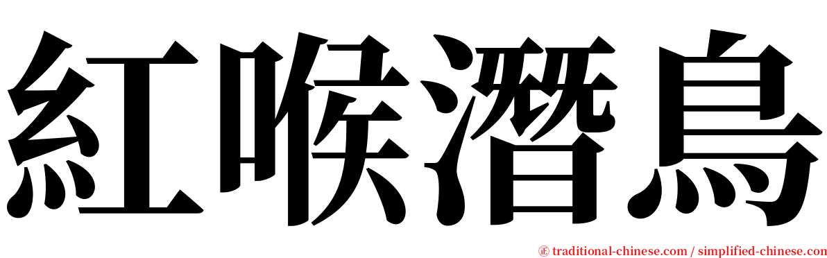 紅喉潛鳥 serif font