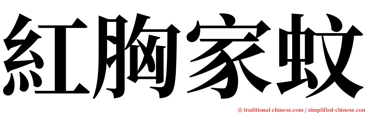 紅胸家蚊 serif font