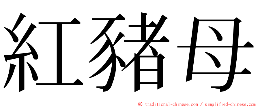 紅豬母 ming font