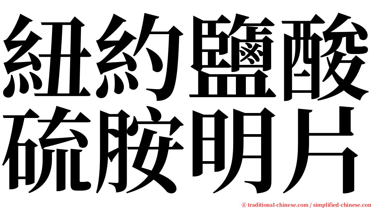 紐約鹽酸硫胺明片 serif font