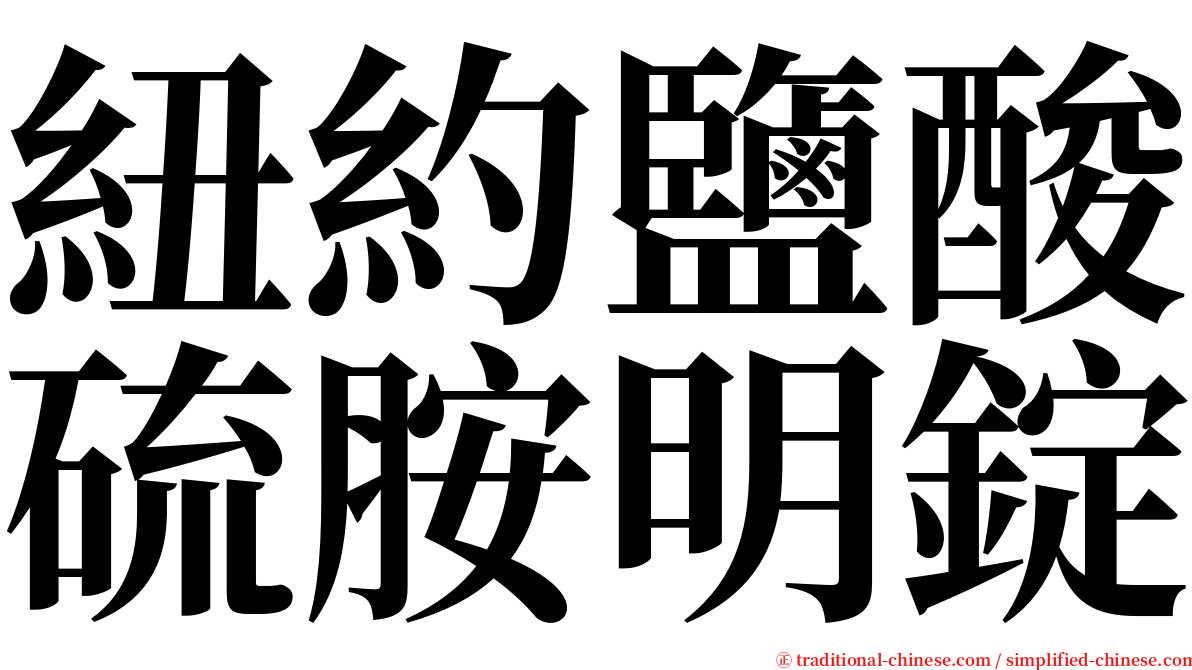 紐約鹽酸硫胺明錠 serif font