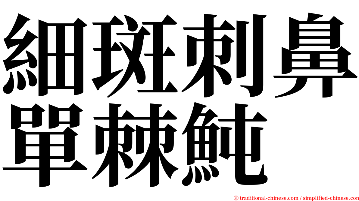 細斑刺鼻單棘魨 serif font