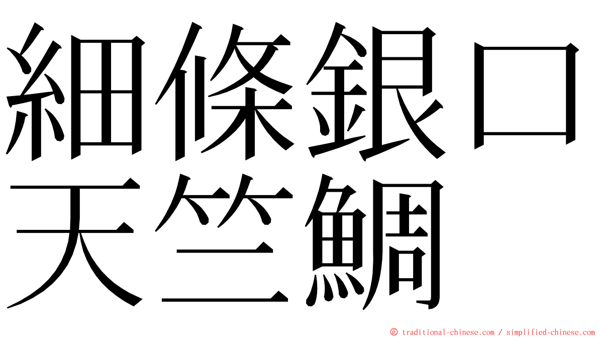 細條銀口天竺鯛 ming font
