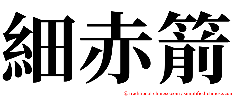 細赤箭 serif font