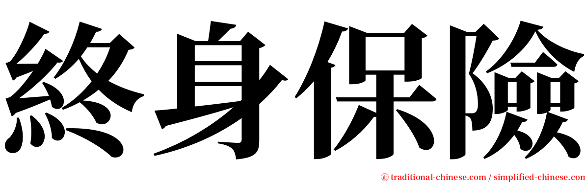 終身保險 serif font