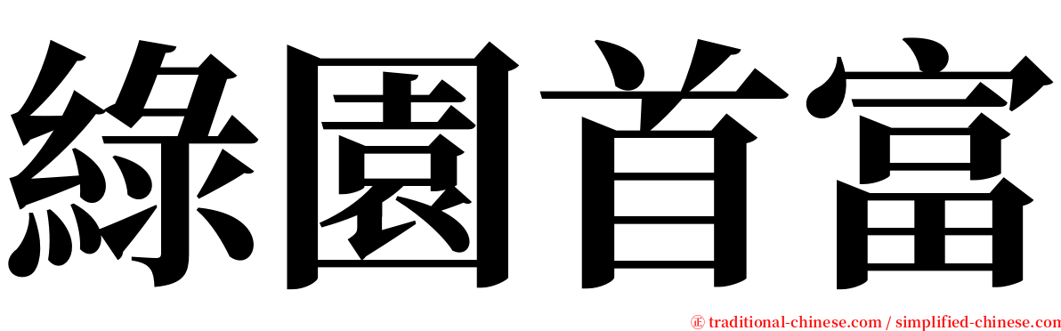 綠園首富 serif font