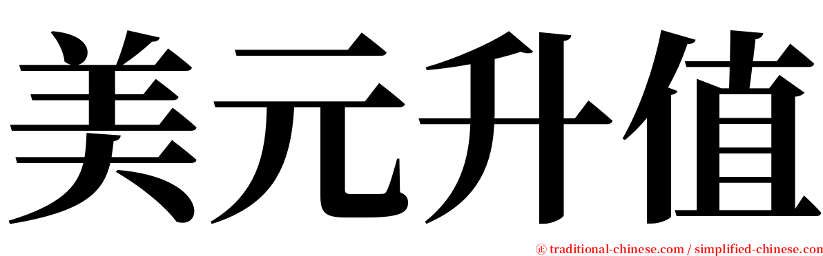 美元升值 serif font