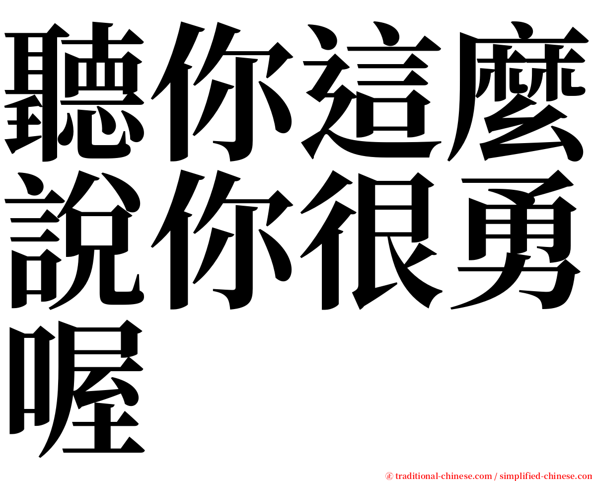 聽你這麼說你很勇喔 serif font