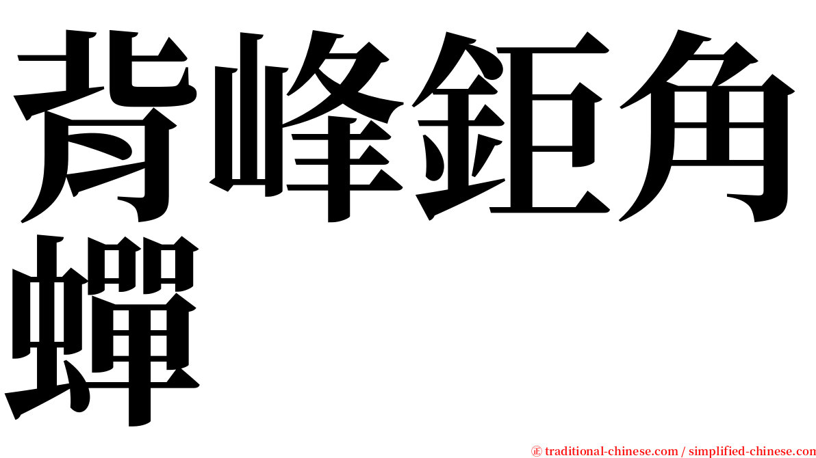 背峰鉅角蟬 serif font