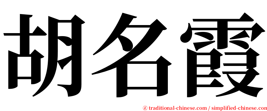 胡名霞 serif font