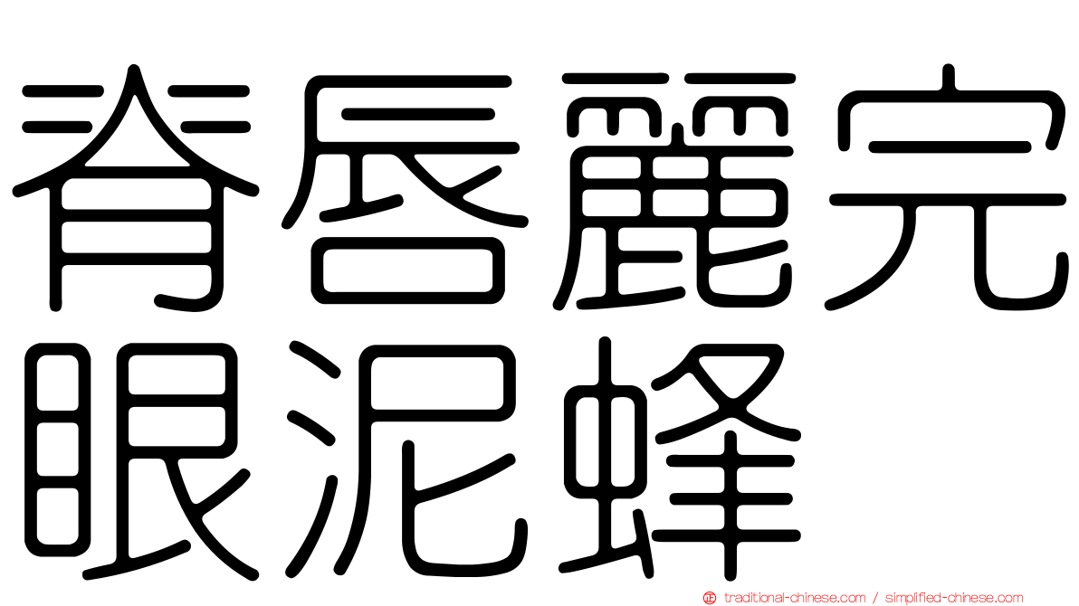 脊唇麗完眼泥蜂