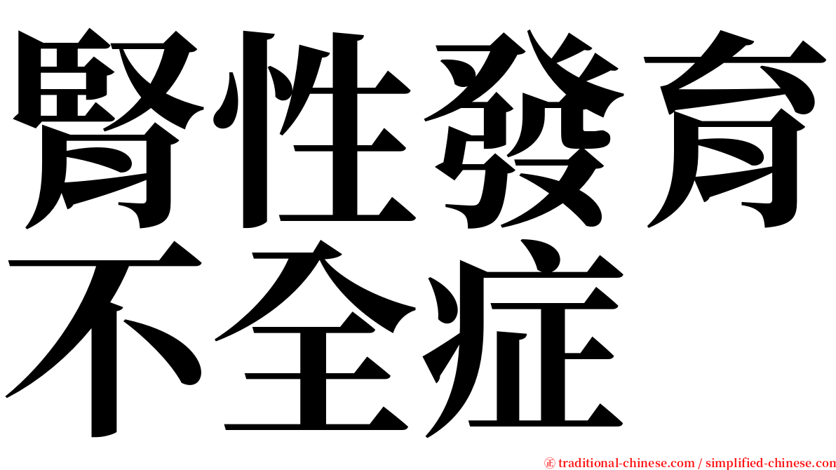 腎性發育不全症 serif font