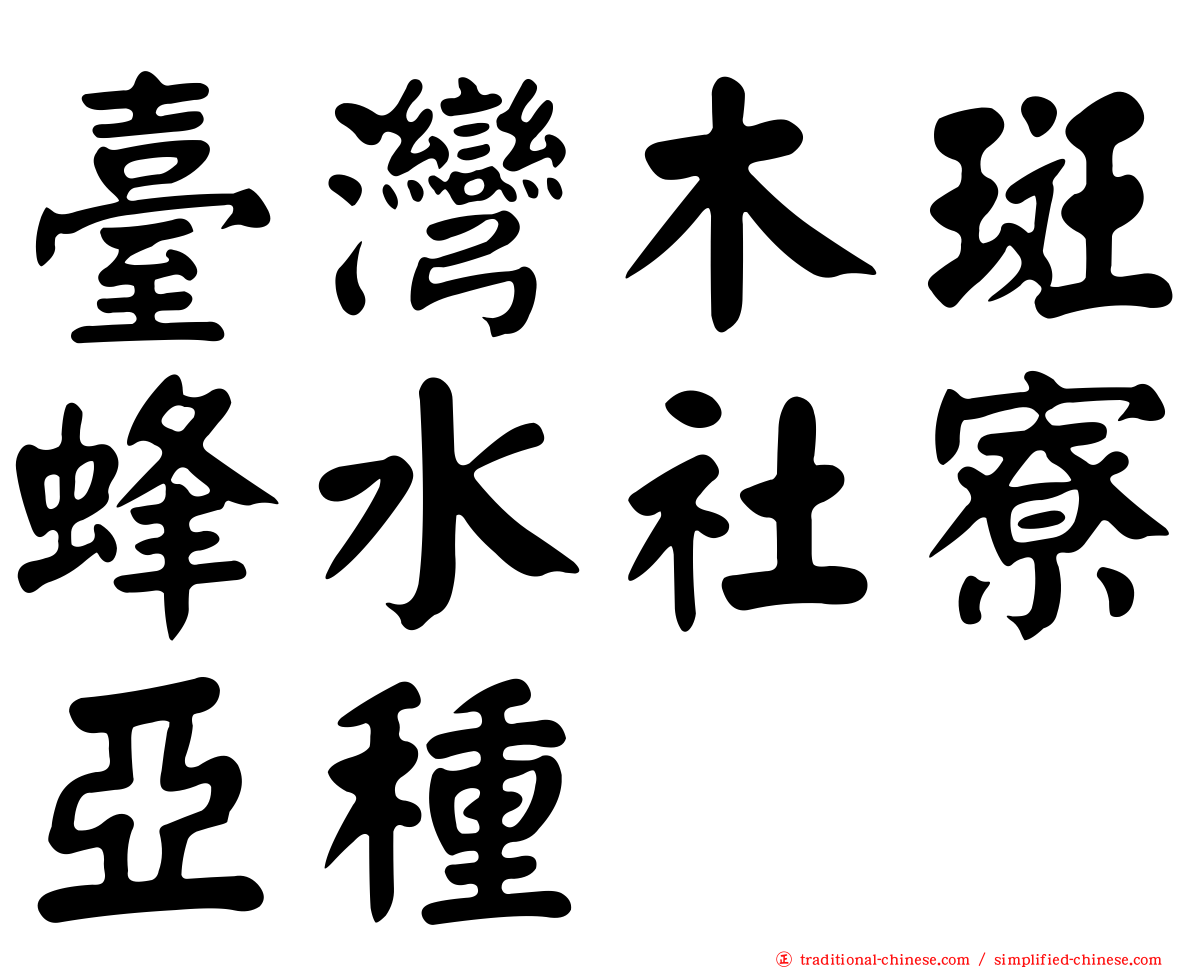 臺灣木斑蜂水社寮亞種
